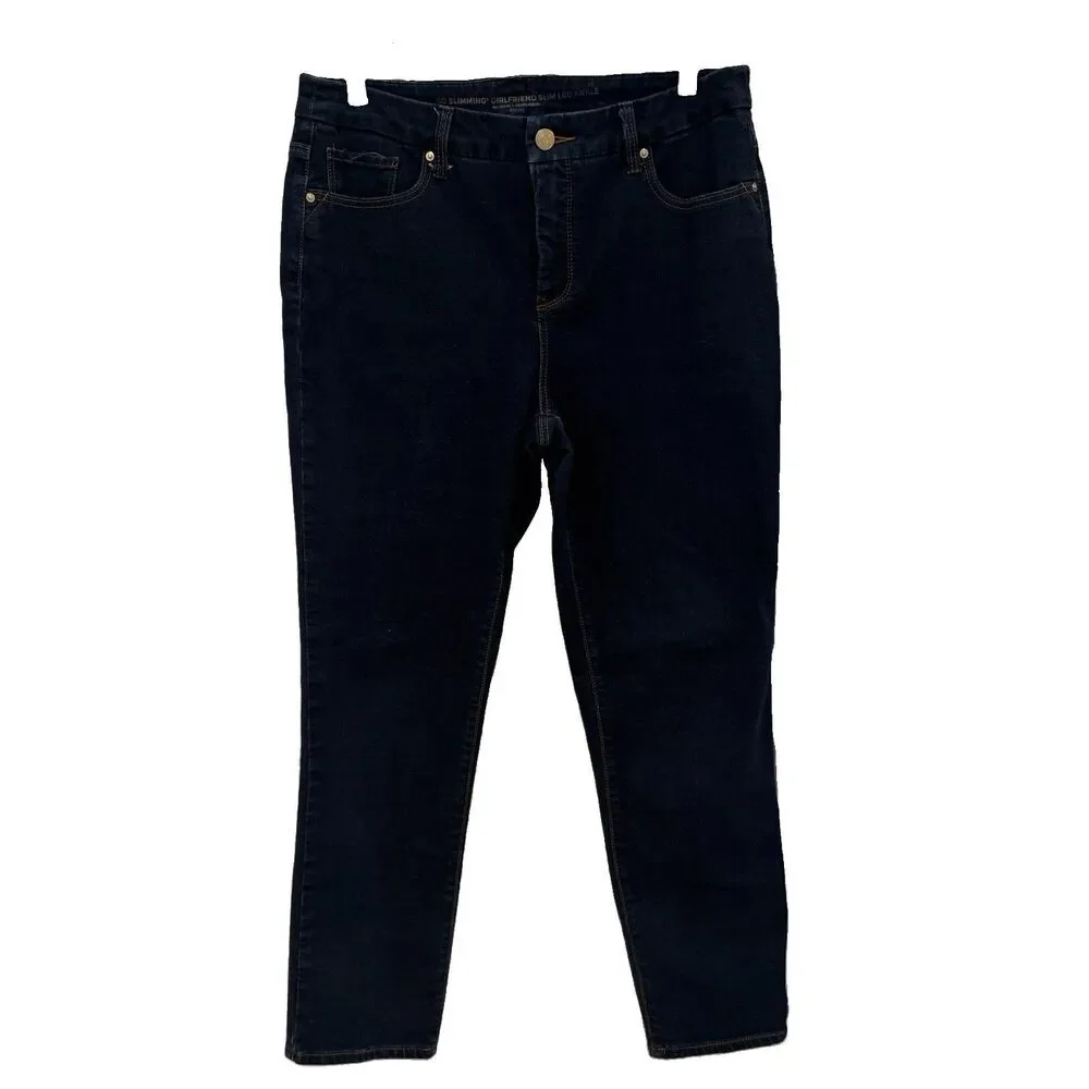 Chico's So Slimming Girlfriend Ankle Jeans Blue Denim Stretch Size 8